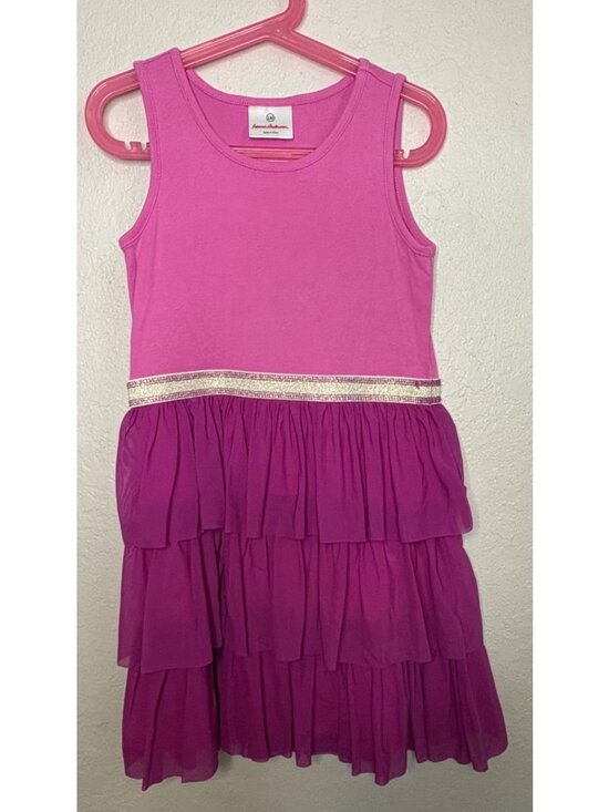 Hanna Andersson Other - Hanna Andersson Girls Sleeveless Dress W/ Ruffle Skirt & Sparkle Waistband Sz 8